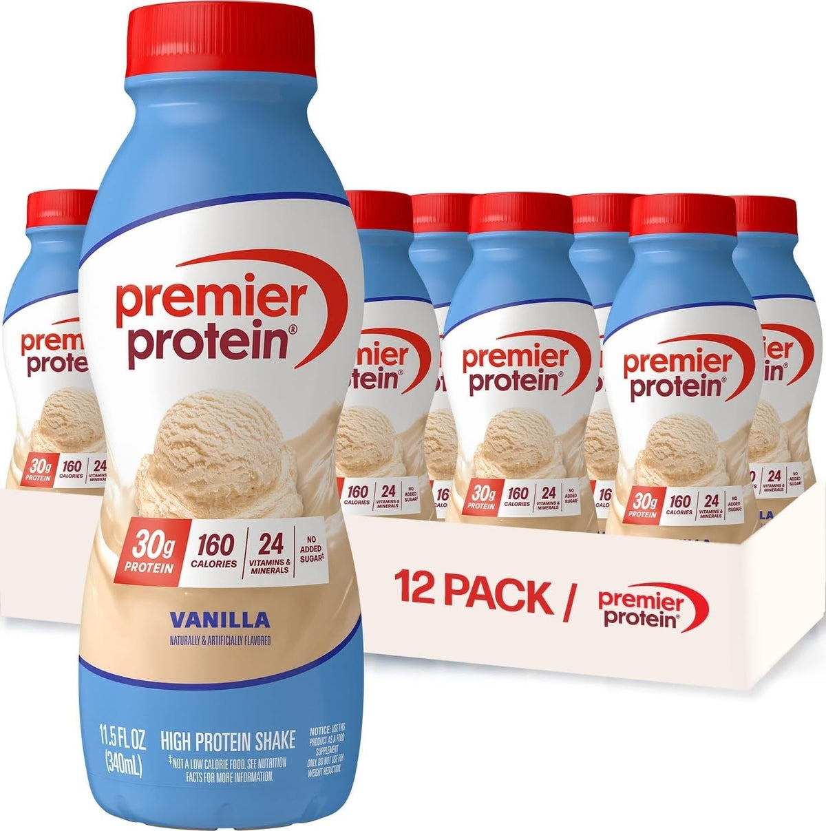Premier Protein 30g High Protein Shake, Peaches & Cream, 12 Pack