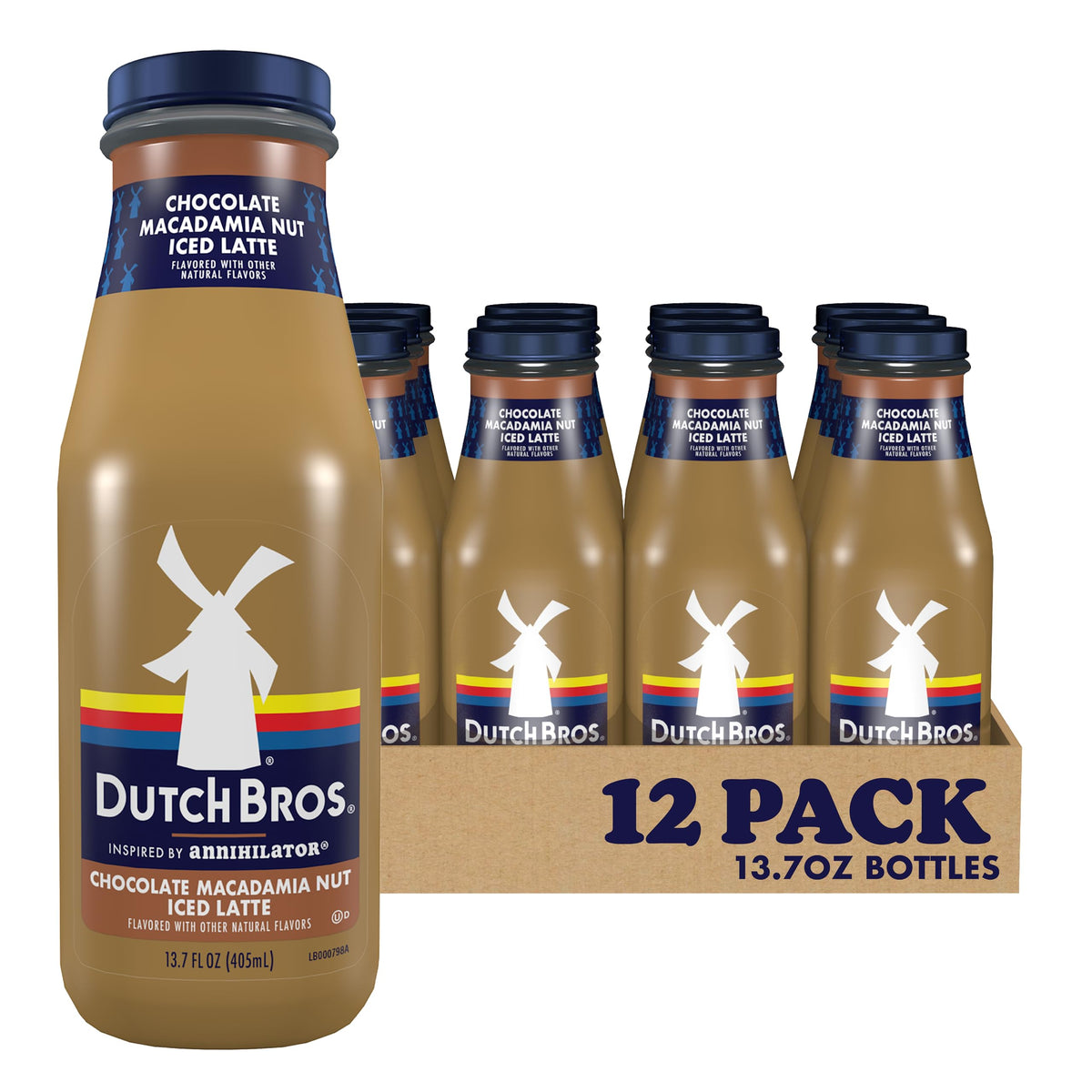 Dutch Bros Caramel Mocha Iced Latte, 13.7 Fl Oz Bottles (Pack of 12)