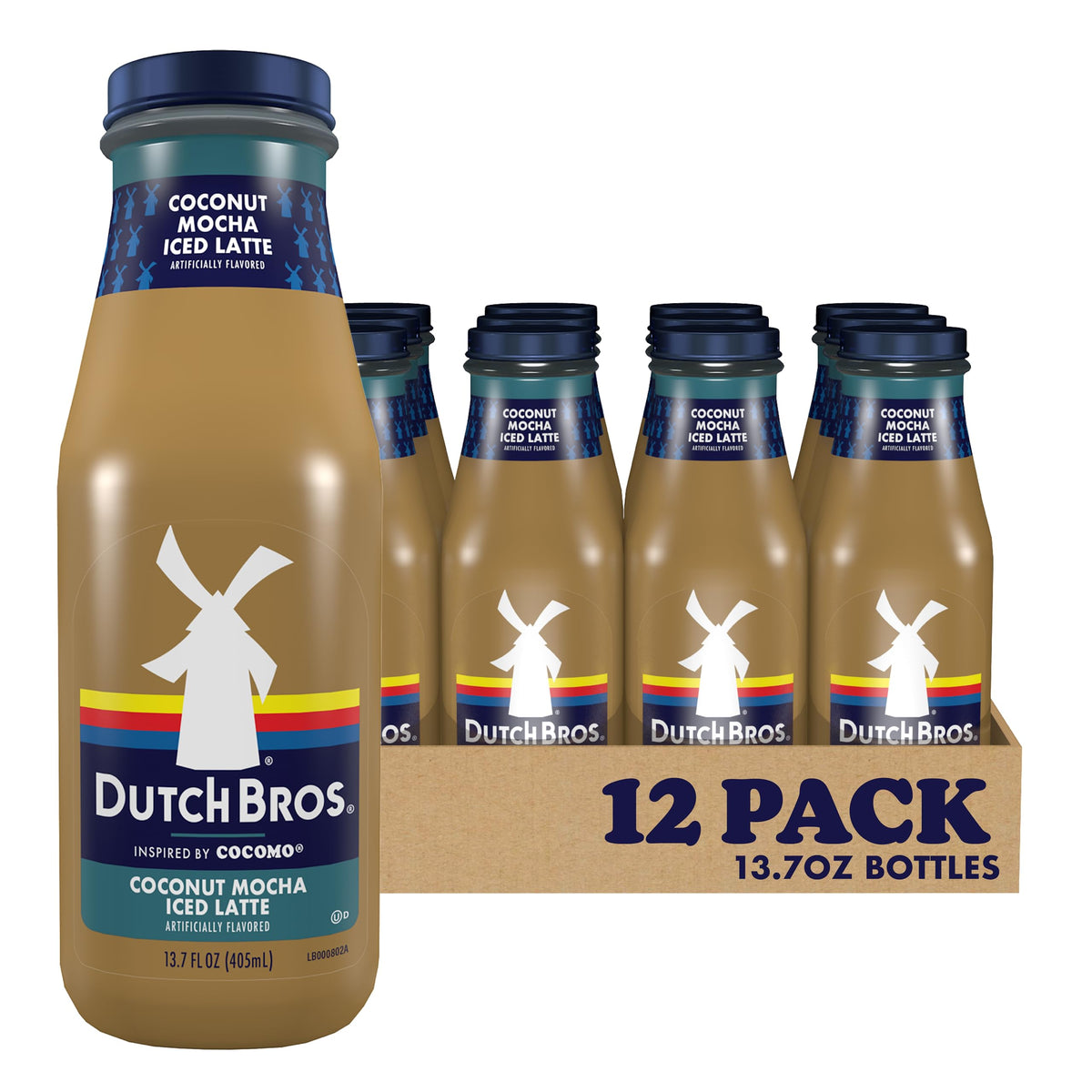 Dutch Bros Caramel Mocha Iced Latte, 13.7 Fl Oz Bottles (Pack of 12)