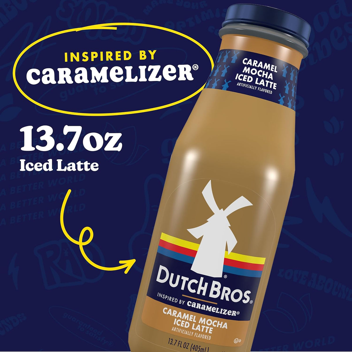 Dutch Bros Caramel Mocha Iced Latte, 13.7 Fl Oz Bottles (Pack of 12)