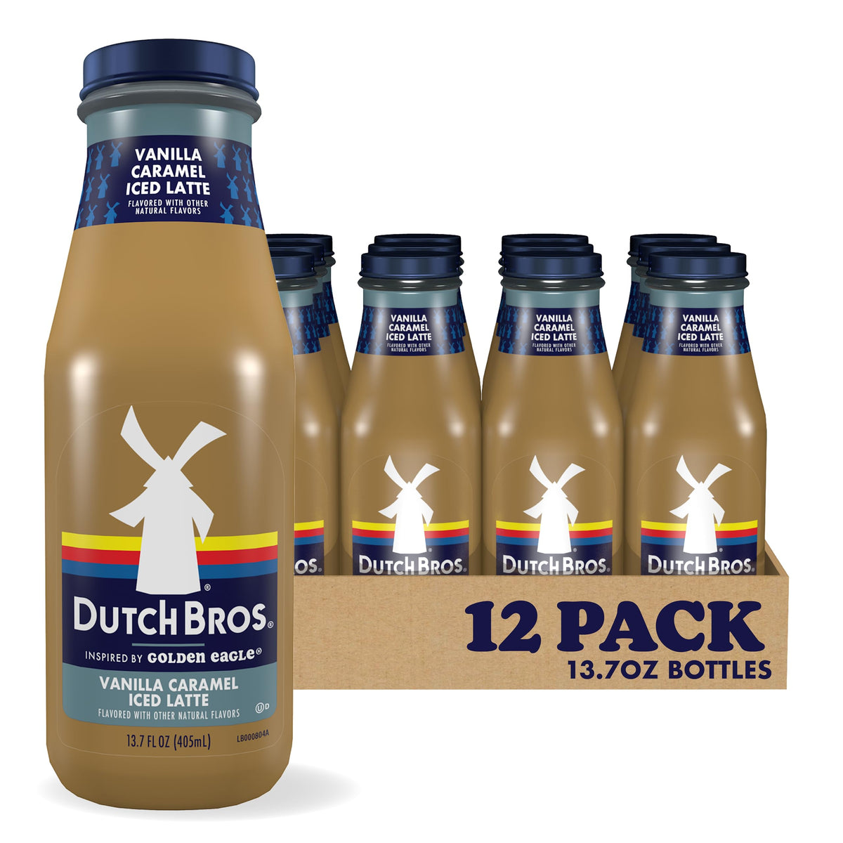 Dutch Bros Caramel Mocha Iced Latte, 13.7 Fl Oz Bottles (Pack of 12)