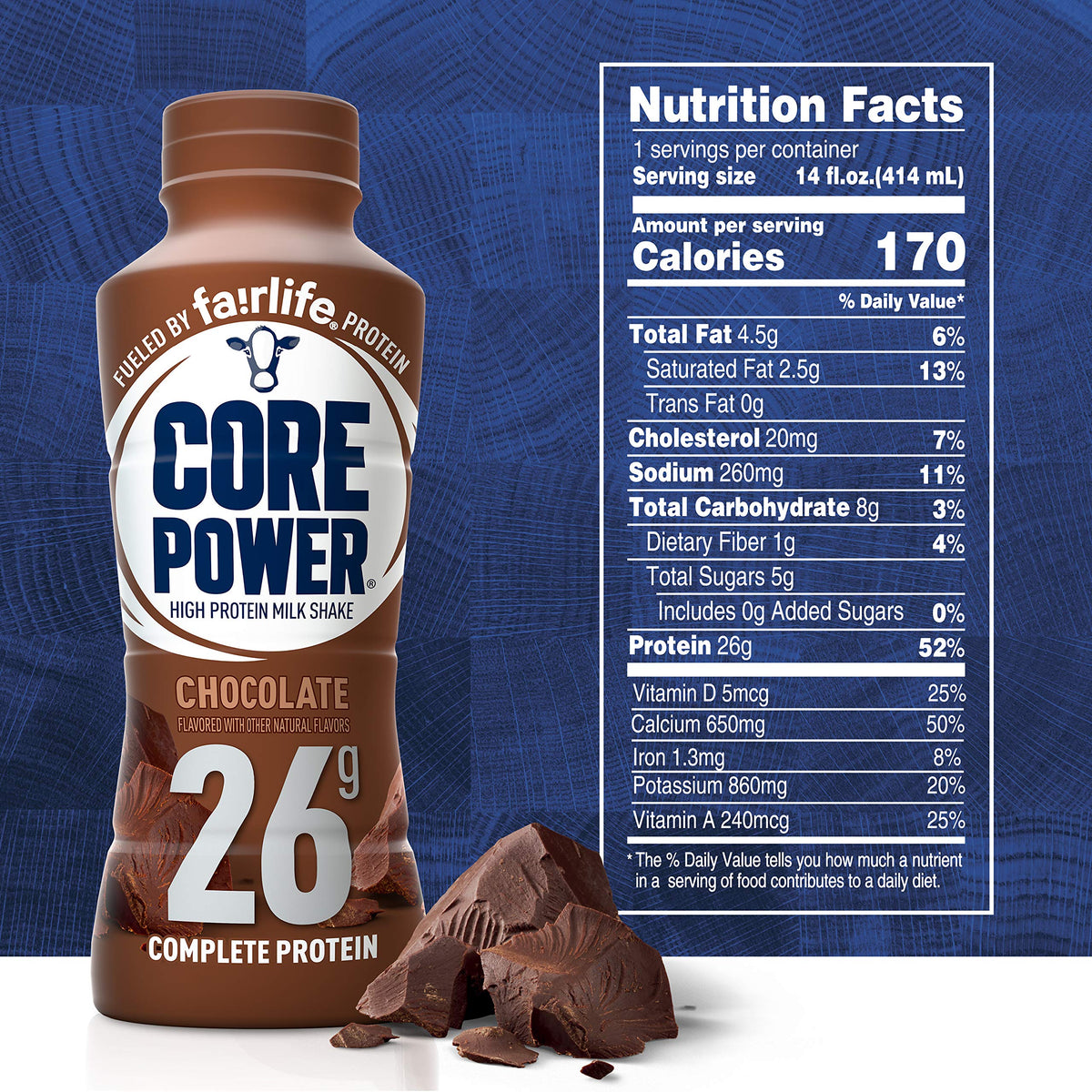Core Power Protein Shake, Vanilla, 26g Bottle, 14oz, 12 Pack